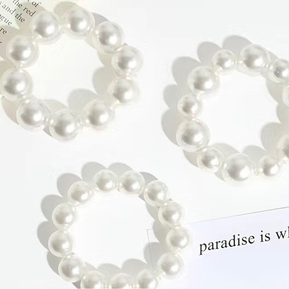 Faux Pearl Hair Tie Scrunchie Simple Elegant Decorative Rubber Band Bracelet Hai - Picture 3 of 8